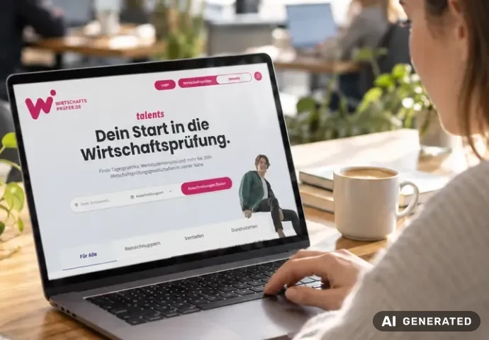 Studentin schaut auf dem Laptop Tagespraktika auf talents an